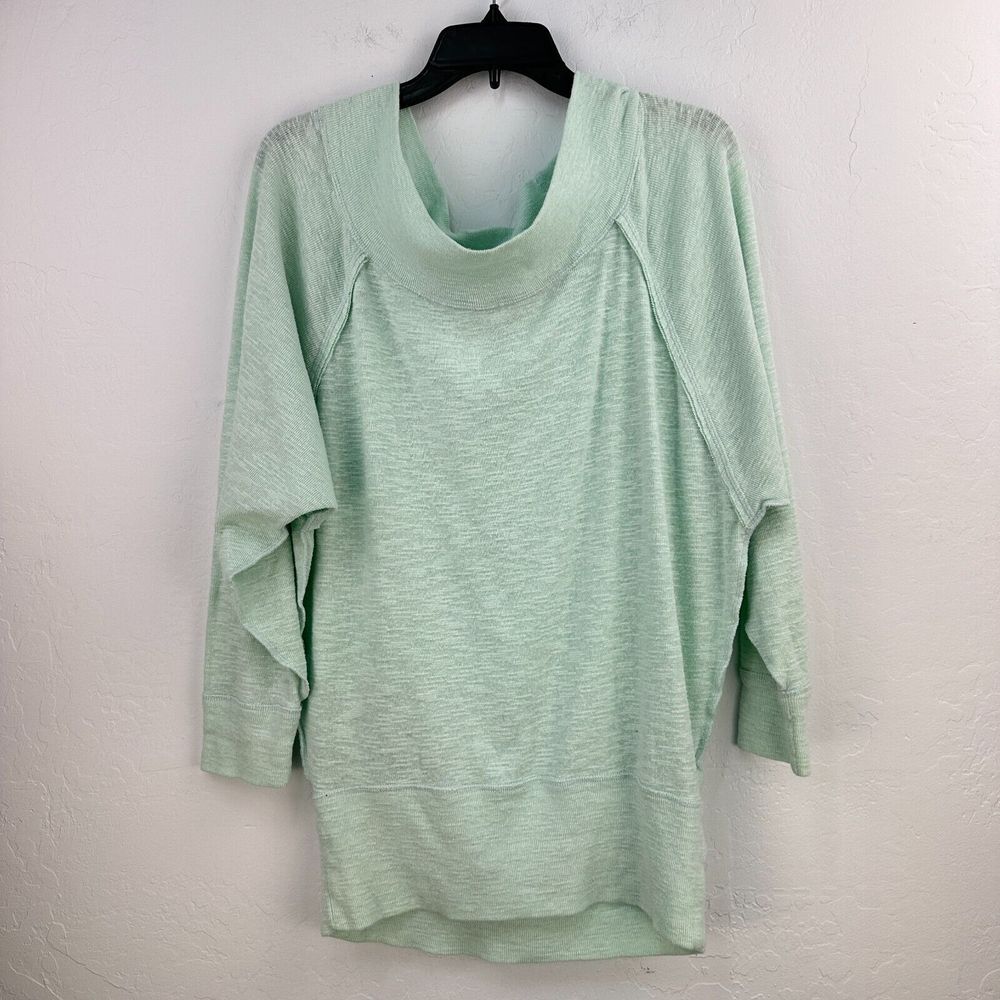 We The Free Top Waffle Knit Small Petite Green Knit Off The Shoulder Oversize